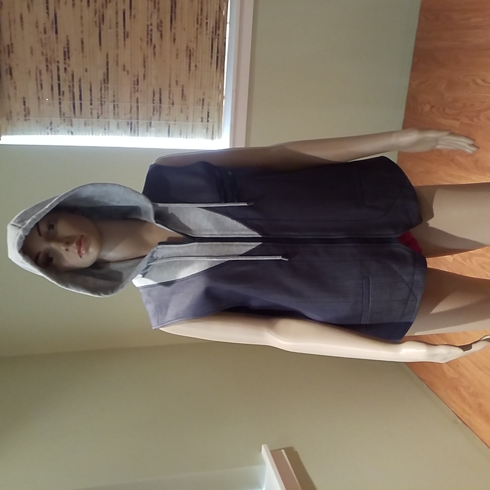 Bar III Hooded Vest Part Sweatshirt Zipper Front L